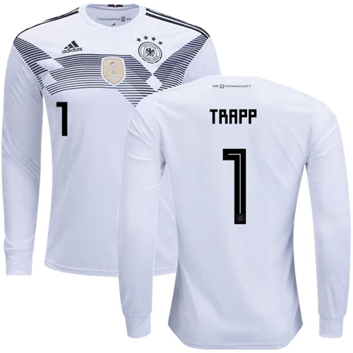 Germany #1 Trapp White Home Long Sleeves Soccer Country Jersey - Click Image to Close